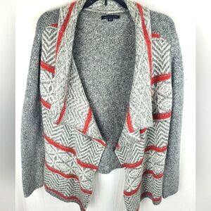 American Eagle Outfitters Red And Gray Long Sleeve Sweater Cardigan Sz M